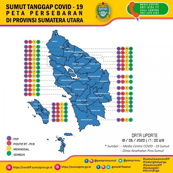 Peta Persebaran 18 Juni di Provinsi Sumatera Utara